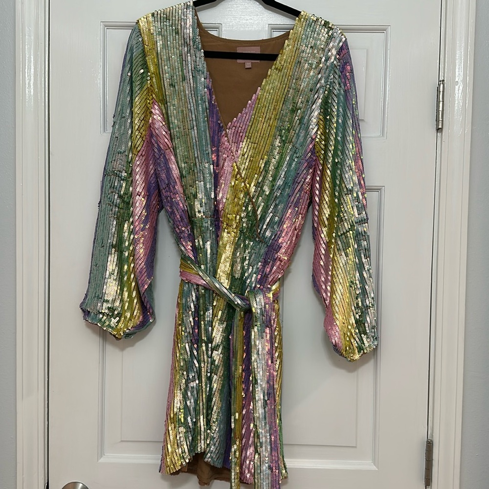 Show Me Your Mumu Rainbow Sequin Stripe Dress